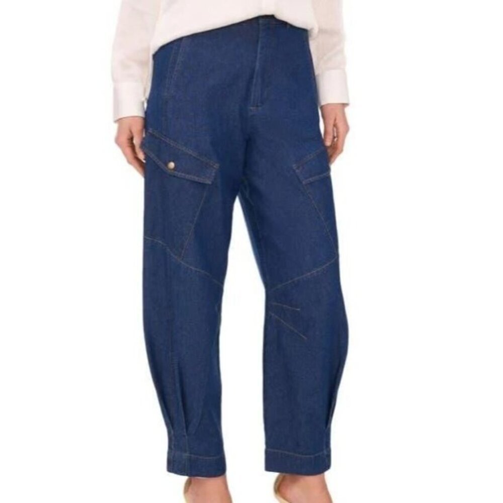 NEW Parker Women's Pants Denim Cargo Pull On Blue Lyst Jogger Jeans Size 2